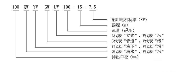 大東海泵業(yè)無堵塞排污泵型號(hào)意義